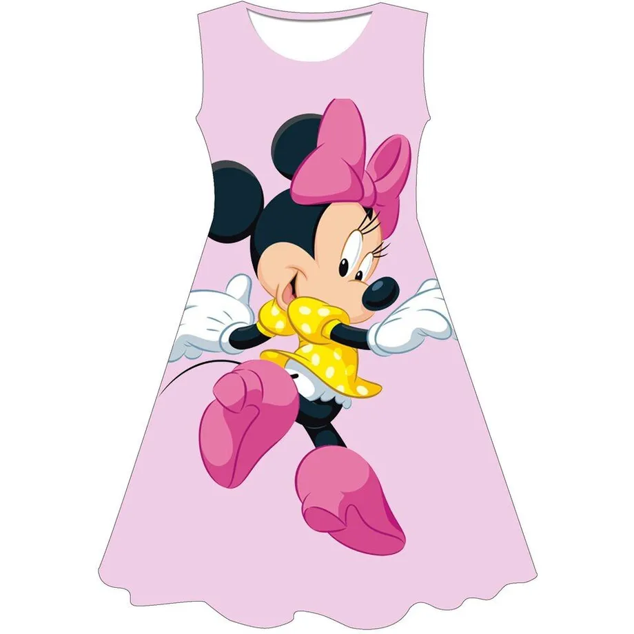 Dívčí letní šaty bez rukávů s motivem oblíbené Minnie Mouse