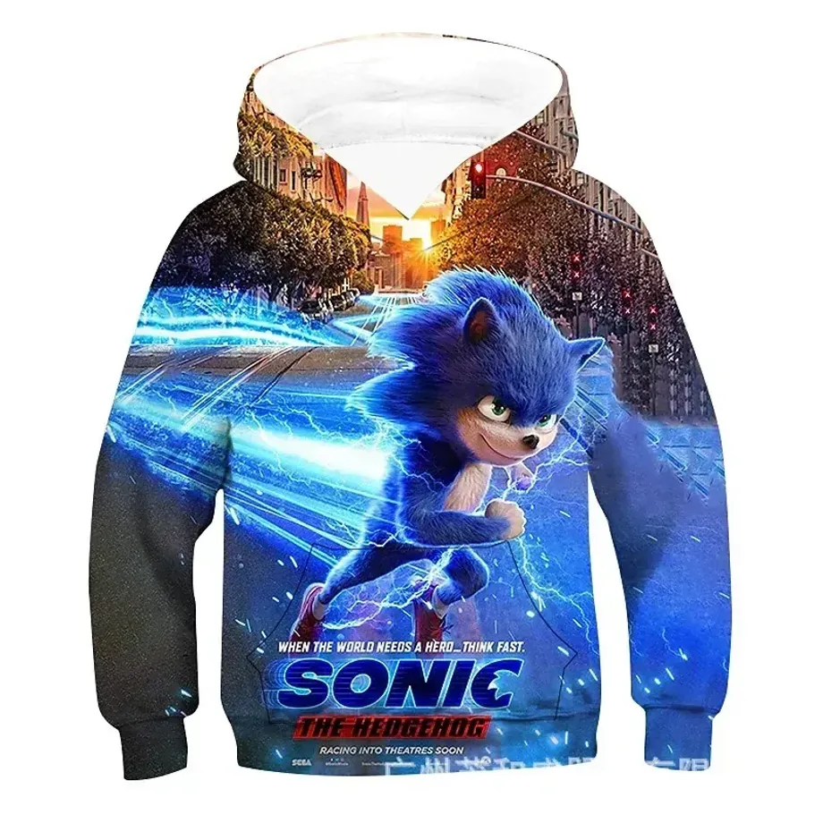 Dětská mikina s kapucí a 3D motivem Sonic