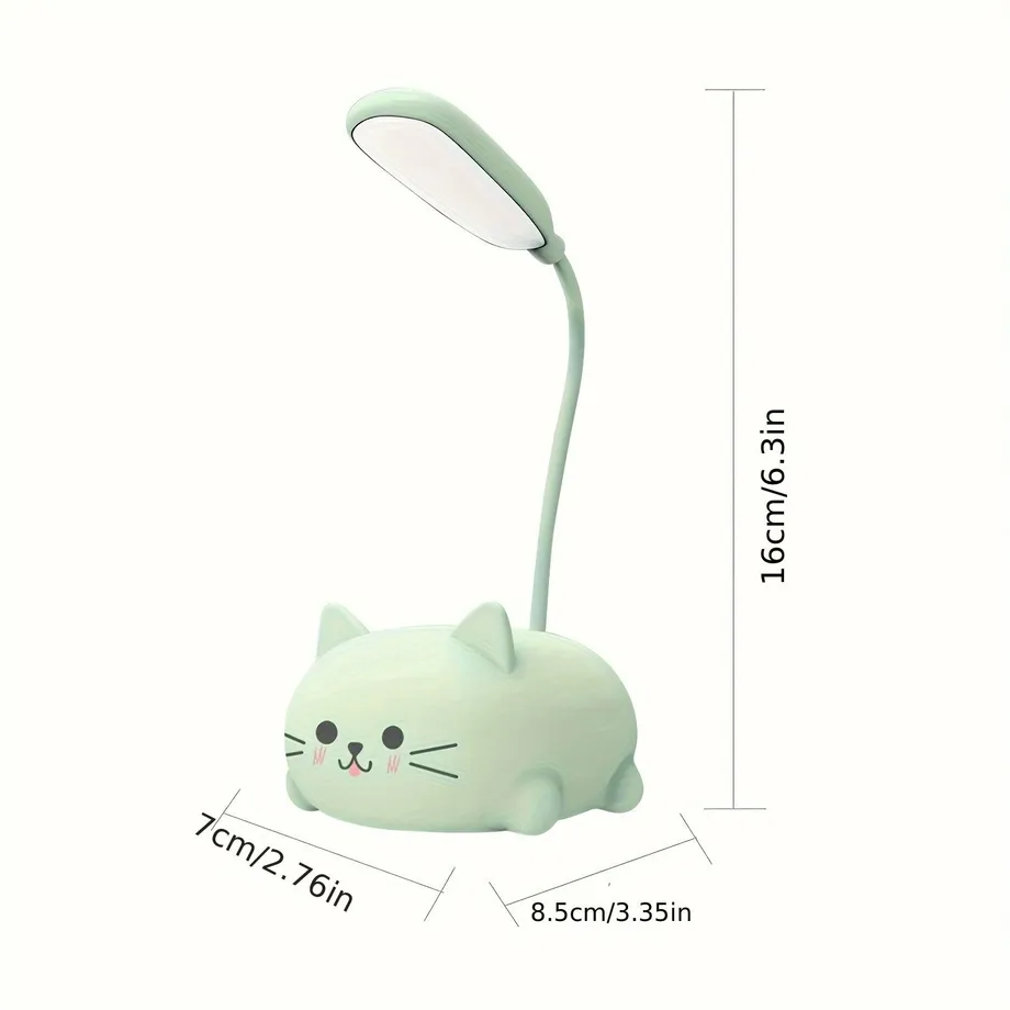 1ks nastavitelná stolní lampa, noční světlo Cartoon Cute Cat, dobíjecí LED stolní světlo USB, teplá bílá stolní lampa na ochranu očí