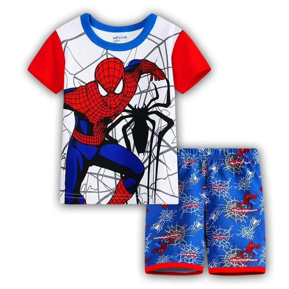 Chlapecký letní set oblečení s potiskem Spiderman - tričko a kraťasy