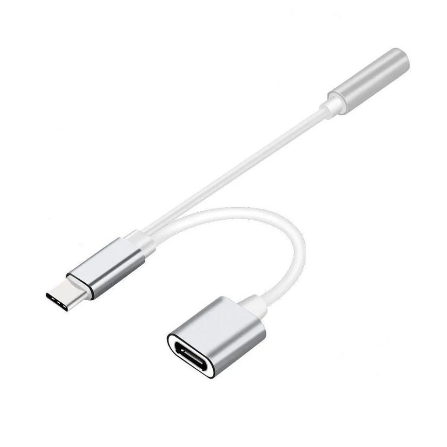 Redukce pro Apple iPhone lightning na 3,5mm jack / Lightning strieborna