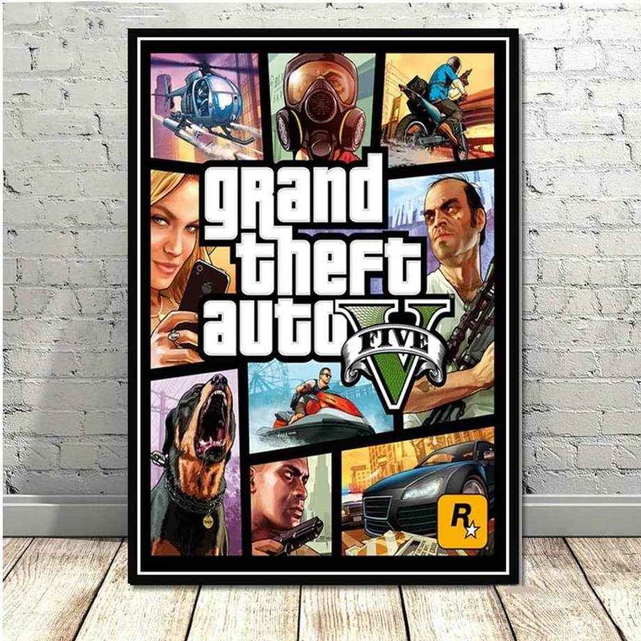 Nástěnný plakát s motivy postav ze hry Grand Theft Auto 6 21cmX30cmA4