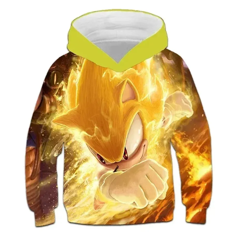 Dětská unisex mikina s kapucí a motivy 3D potisku ježka Sonic