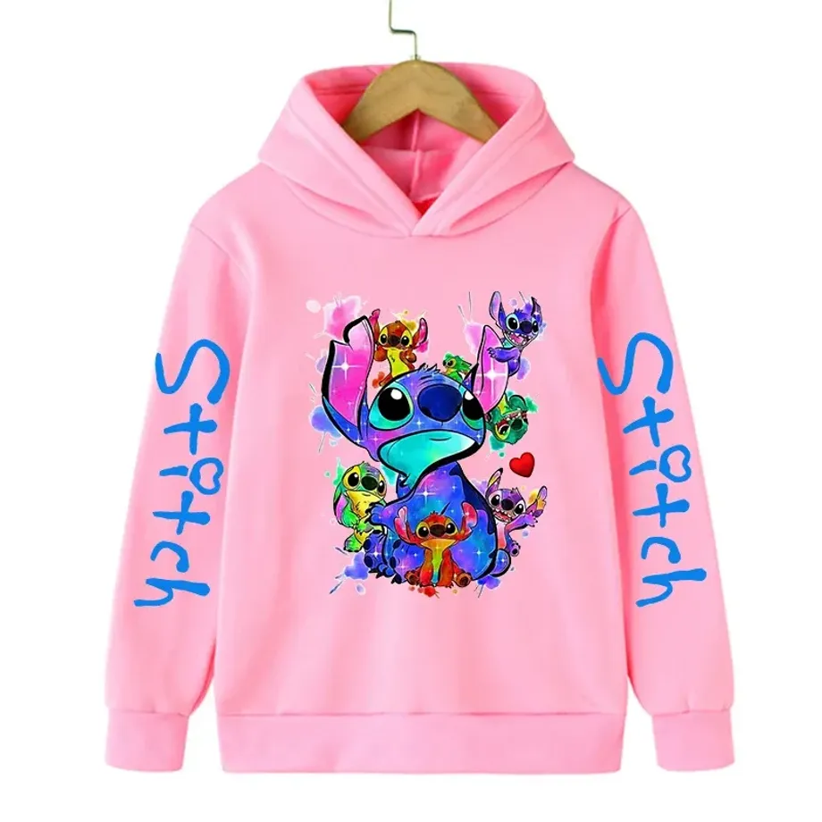 Dětská mikina s kapucí a roztomilým potiskem Stitch