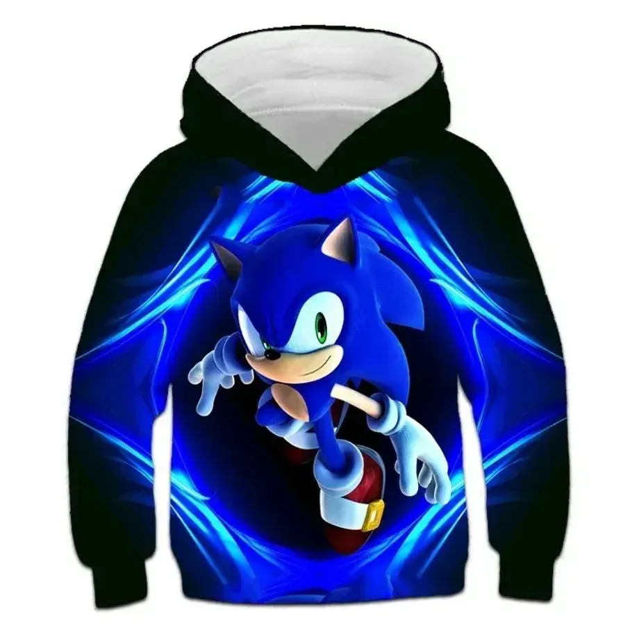 Dětská unisex mikina s kapucí a motivy 3D potisku ježka Sonic