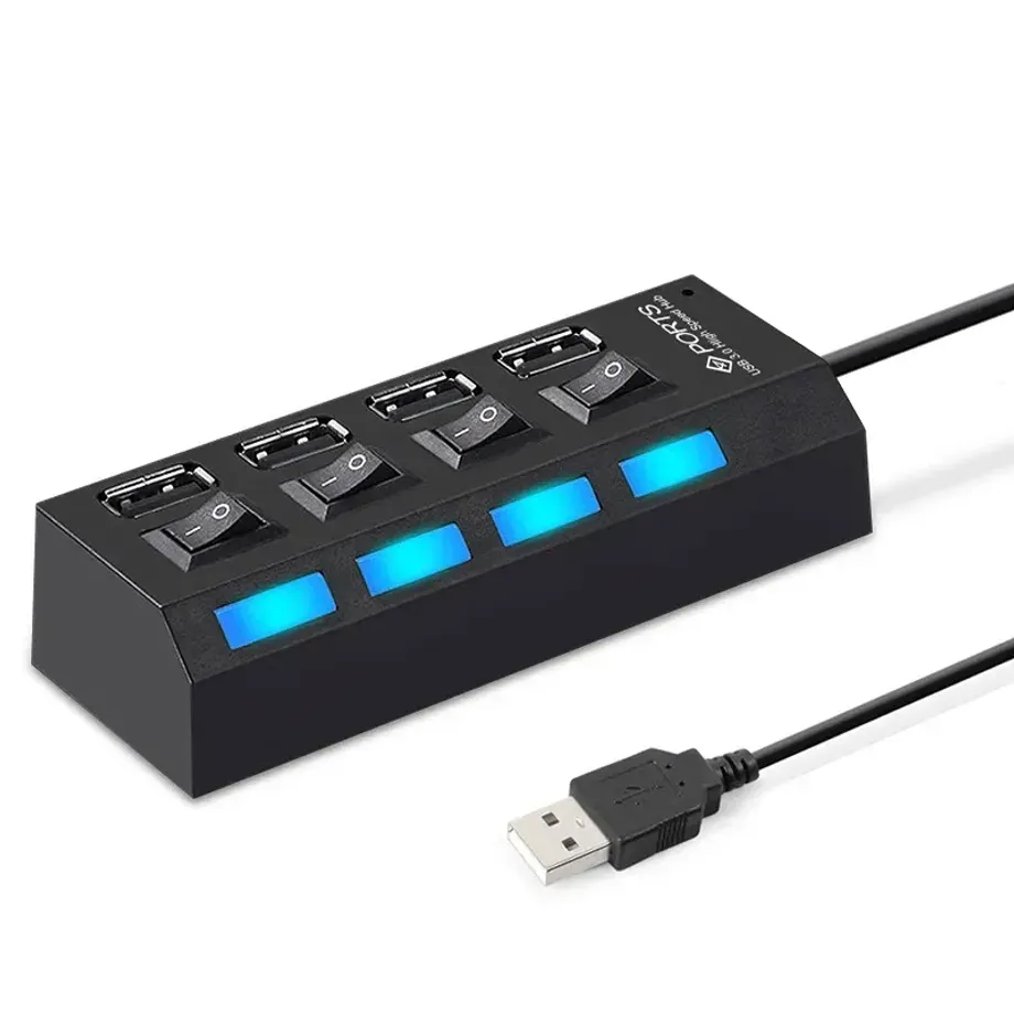 USB Hub 2.0 multiport s vysokou rychlostí a nezávislými vypínači