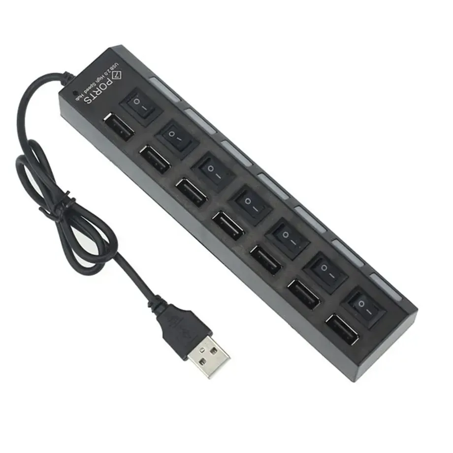 USB Hub 2.0 multiport s vysokou rychlostí a nezávislými vypínači