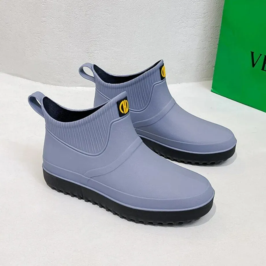 Dámské gumové boty nepromokavé holínky trendy kotníkové galoshe ženské casual balerínky pracovní párové holínky Botas De Lluvia