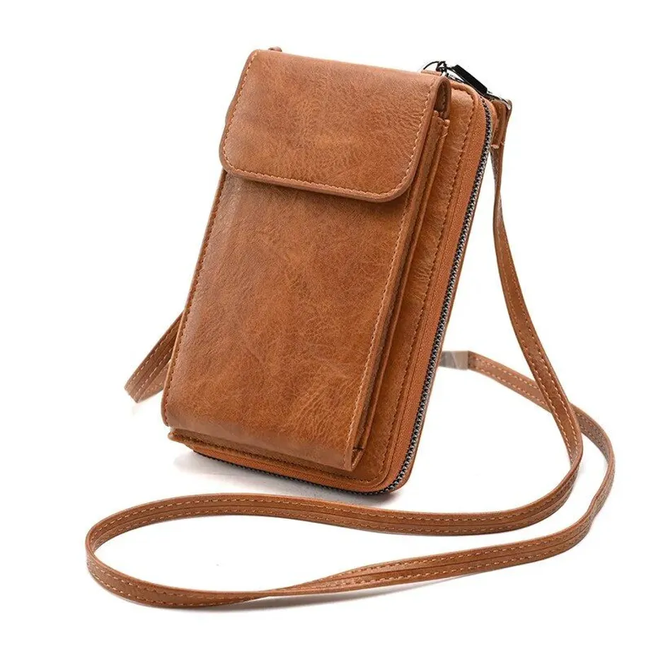 Dámská malá crossbody kabelka z PU kůže - módní dámská taška přes rameno - mini peněženka na telefon a karty - dámská kabelka