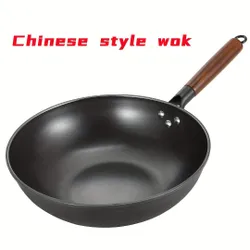 1ks Litinový wok 32 cm, tradiční čínská pánev, náčiní do kuchyně