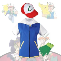 Stylový cosplay kostým v provedení oblíbené postavy Pokémon - Ash Ketchum