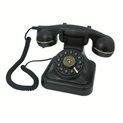 Retro stolní telefon s kabelem v černé barvě pro domácnost