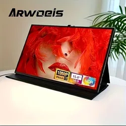 15,6palcový Herní Monitor ARWOEIS Ultra Tenký Kovový 1080P FHD IPS Monitor Typu C A Přenosný Monitor HDTV, Vhodný Pro Notebooky S Kryty A Reproduktory, Externí Monitor Vhodný Pro Notebooky/PC/Mac/telefony/Xbox/Switch/PS4