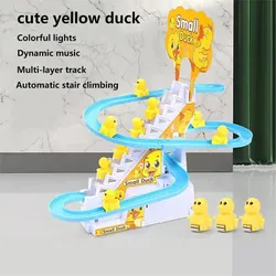 Kid Diy Small Duck Penguin Electronic Climbing Stairs Track Toy Light Musical Slide Track Coaster Toy Educational Fun Toys Gifts