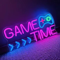 Neonový LED nápis "Game Time" na zeď - Pro herní zónu a párty