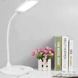 Bílá LED lampa s USB nabíjením připevnitelná na stůl