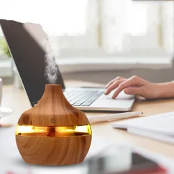 300ml USB zvlhčovač vzduchu elektrický aroma difuzér mlha dřevěný olej aromaterapie mini mají 7 led světla pro domácí kancelář v autě