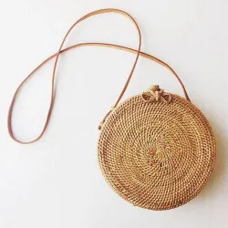 Boho ručně vyrobené kolo tkané kabelky Bali ratan Crossbody Beach Bag