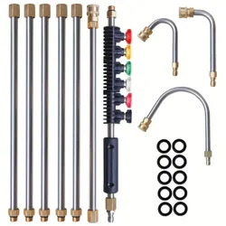 1 sada vysokotlakého čisticího stroje Čištění s dlouhou rukojetí Prodlužovací hůlkový žlab Vysokotlaká vodní pistole 2,54/10,16 cm Quick Connect Upgrade ostřikovací tryska se 6 rozprašovacími tryskami